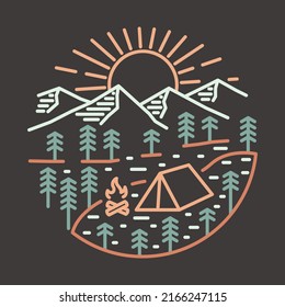 Camping in the nature with good view graphic illustration vector art t-shirt design