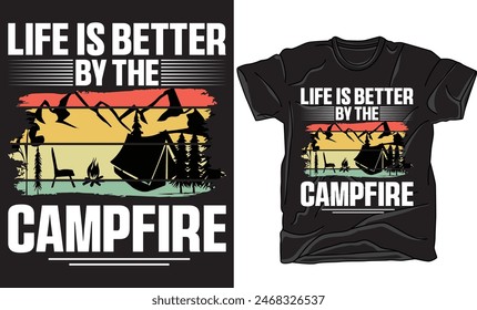 Camping Nature Graphic Illustration Vector Art T-shirt Design.camping t-shirt graphic design.Camping vector design artwork for apparel, sticker, poster, background and others. 