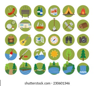 Camping and nature icon set