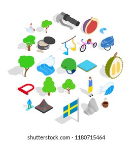 Camping in nature icons set. Isometric set of 25 camping in nature vector icons for web isolated on white background