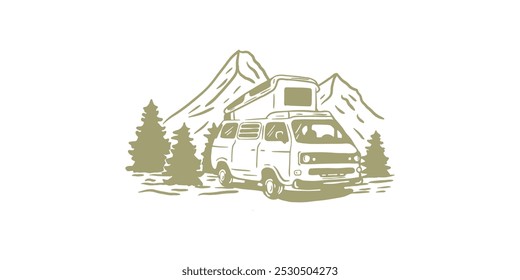 camping nature mountain illustration vector