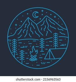Camping in the nature at night graphic illustration vector art t-shirt design