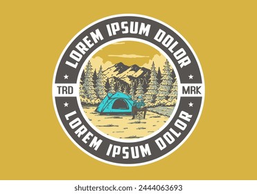 Camping in nature. Vintage outdoor illustration badge design