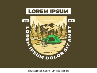 Camping in nature. Vintage outdoor illustration badge design