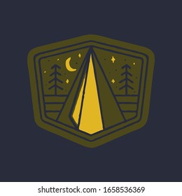 Camping nature wild badge patch pin graphic illustration vector art t-shirt design