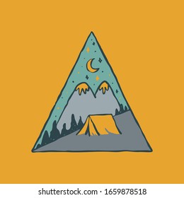 Camping Naturaleza comodín parche pin pin gráfico ilustración vectorial art t pantalones diseño