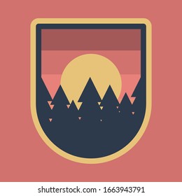 Camping nature wild badge patch pin graphic illustration vector art t-shirt design