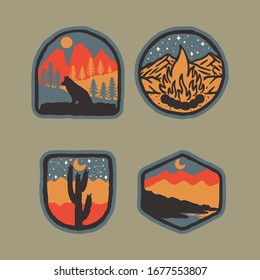 Camping nature wild badge patch pin graphic illustration vector art t-shirt design