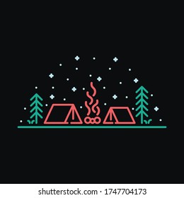 Camping nature wild badge patch pin graphic illustration vector art t-shirt design