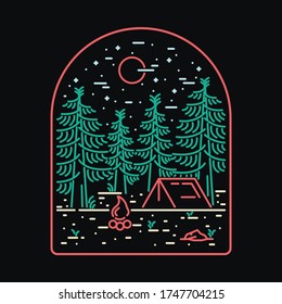 Camping nature wild badge patch pin graphic illustration vector art t-shirt design