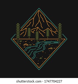 Camping nature wild badge patch pin graphic illustration vector art t-shirt design