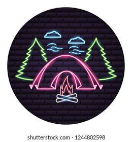 camping neon  concept