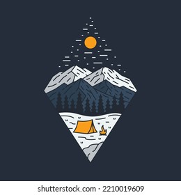 Camping night graphic illustration vector art t-shirt design