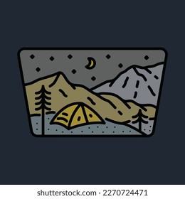 Ilustración gráfica nocturna de camping arte vectorial diseño camiseta
