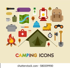 camping object tools supplies icon vector illustration flat design