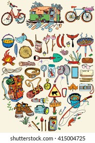Camping objects set