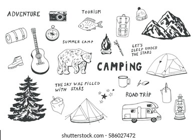 camping objects set.