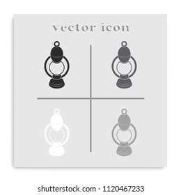 Camping oil lantern flat black and white vector icon. Gas lamp illustration.