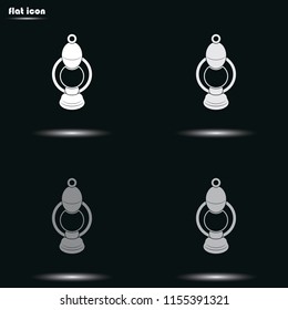 Camping oil lantern flat grayscale vector icon. Gas lamp illustration.