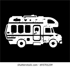 Camping on black background cartoon