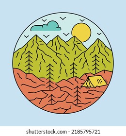 Camping on the cliff graphic illustration vector art t-shirt design