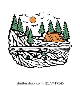 Camping on the good place in the nature graphic illustration vector art t-shirt design