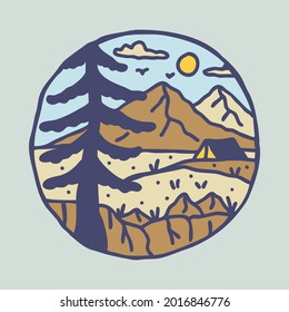Camping on the hill graphic illustration vector art t-shirt design