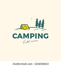 Camping auf dem Gebirgslogo, Design, Vektorgrafik