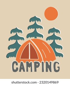 Camping on the nature vector illustration design for badge, sticker, t shirt design, etc