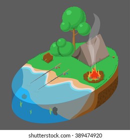 Camping on the river bank