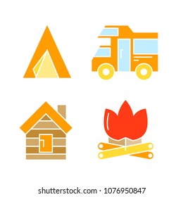 camping and ourdoor collection icons