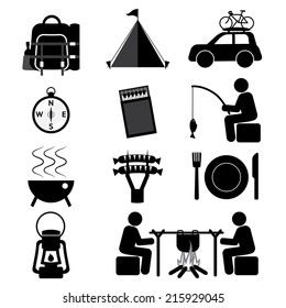 Camping And Outdoor Activity Icon Set Vector Illustration