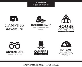 Camping and outdoor activity logo and labels collection