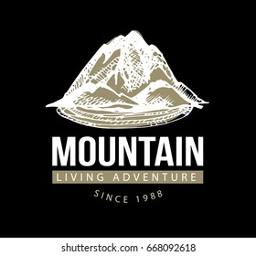 Camping and outdoor activity logo for tourism organizations, outdoor events and camping leisure. Tourism, hiking and camping labels.Hand drawn mountains. Outdoor camp and Mountain Logo Badges.