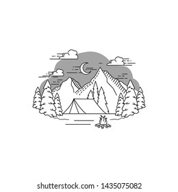 Camping and outdoor adventure at night logo template