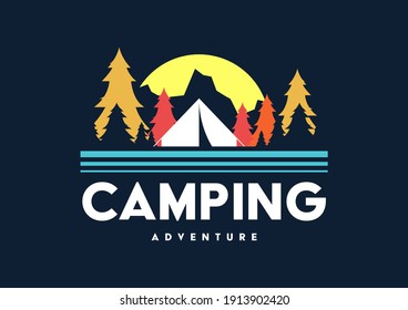 Camping and outdoor adventure retro logo.