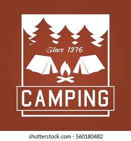 Camping Outdoor Adventure Vector Badge White Logo