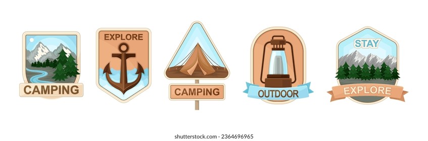 Camping and Outdoor Exploration Badge Vector Set