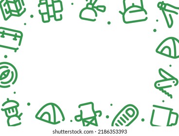 Camping and outdoor gear pattern background for graphic design.A-size horizontal frame.