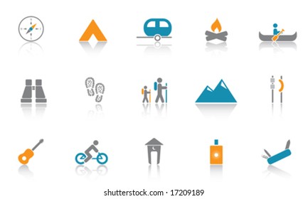 Camping / Outdoor Icon Set - Blue version