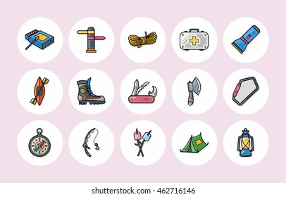 Camping and outdoor icons set
