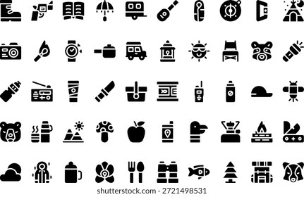 Iconos de camping y al aire libre Icono de Vector simple. Plantilla de diseño de símbolos de ilustración para elemento de interfaz de usuario móvil de Web.