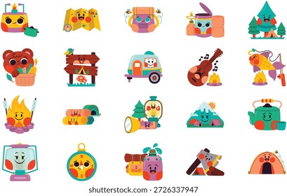 Camping And Outdoor Illustrations Vector Illustration. Illustration symbol design template for web mobile UI element.