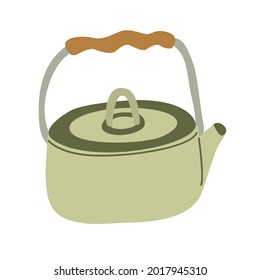 Hechizo de camping al aire libre con mango. Ilustración vectorial dibujada a mano. Equipamiento de cocina de camping.