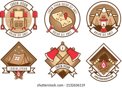 camping outdoor logo badge set