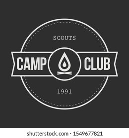 Camping outdoor logo set. Adventure travel logos. Retro camp vectors.