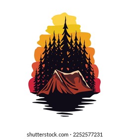 Camping and outdoor logo template before the night come. Vector illustration