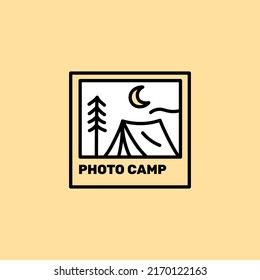 camping outdoor nature adventure photography logo badge vector illustration