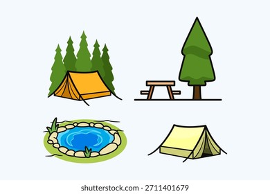 Camping y Naturaleza al aire libre Elementos Colección