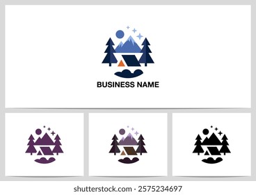 Camping Outdoor Night Geometric Simple Shape Logo Design